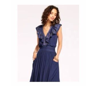 RAMY BROOK EMBELLISHED CAMDEN DRESS SIZE: S COLOR: NAVY